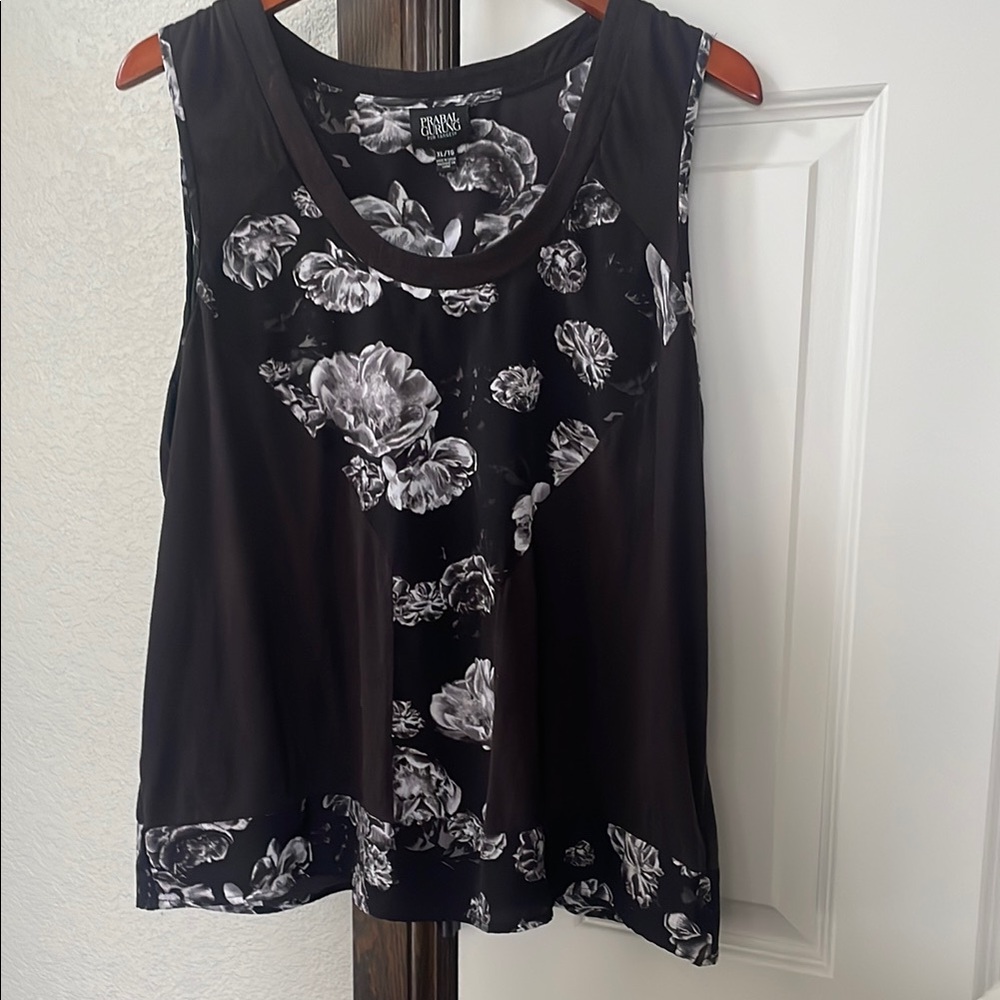 Prabal Gurung Black and White Sleeveless Tank Top